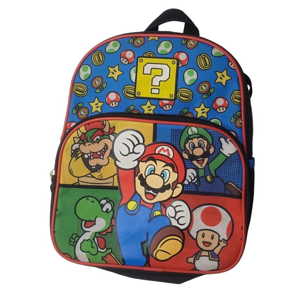 Super Mario Kids Backpack Mario Luigi Yoshi Toad & Bowser Nintendo Bioworld 11"